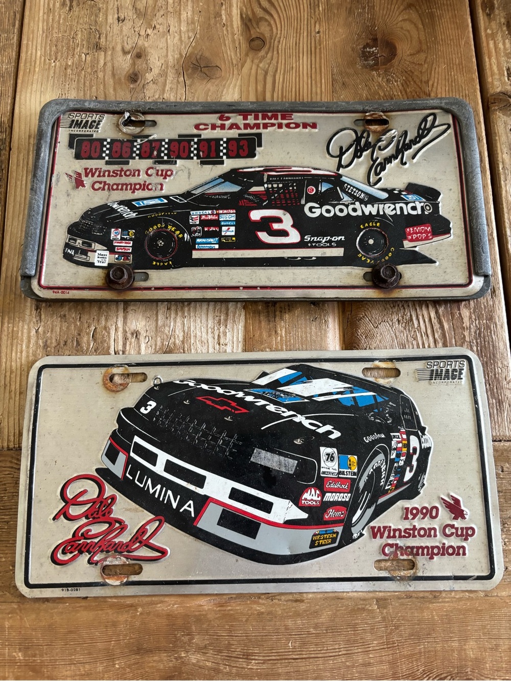 Vintage Lot (2) 90s Metal License Plate Dale Earnhardt Goodwrench Nascar